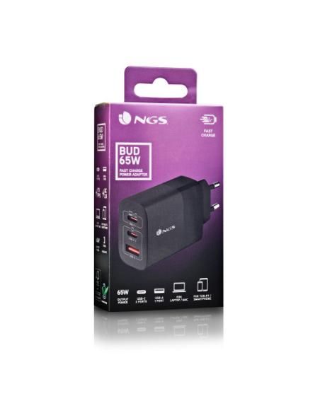 NGS BUD 65W Universal Negro Corriente alterna Carga rápida Interior