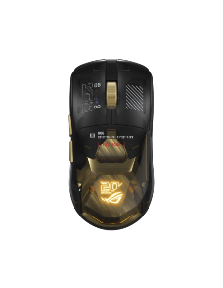ASUS ROG Harpe II Extreme Edition 20 Gaming Mouse ratón Juego mano derecha RF Wireless + Bluetooth + USB Type-A Óptico 65000 DPI