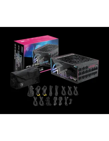 FUENTE ALIMENTACION MSI MPG AI1600TS PCIE5,PSU,1600W,80 PLUS TITANIUM,MODULAR,135MM,ACTIVE PFC,2XPCI-E 5 (2+4 PIN),7XPCI-E (6+2 