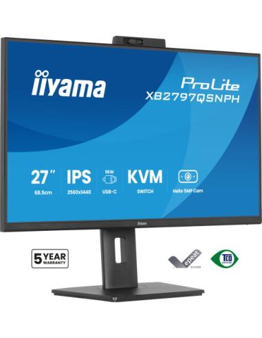 MONITOR IIYAMA 27" CON CAMARA INTEGRADA DE 5 MP COMPATIBLE CON WINDOWS HELLO, MICROFONO, DOCK USB-C, LAN, CONMUTADOR KVM Y SOPOR