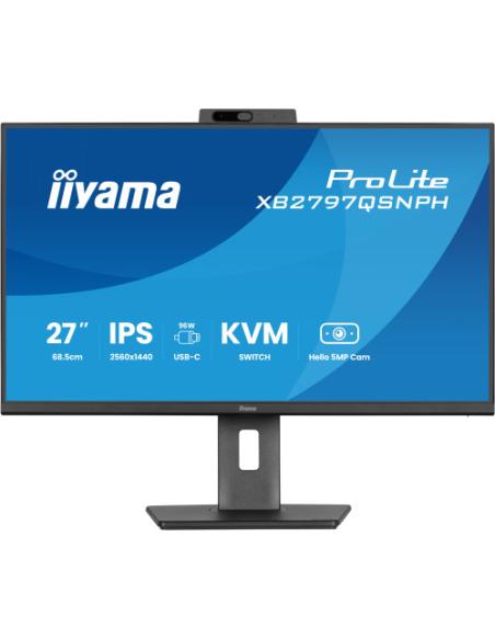 MONITOR IIYAMA 27" CON CAMARA INTEGRADA DE 5 MP COMPATIBLE CON WINDOWS HELLO, MICROFONO, DOCK USB-C, LAN, CONMUTADOR KVM Y SOPOR