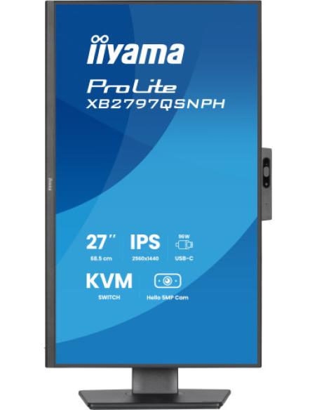 MONITOR IIYAMA 27" CON CAMARA INTEGRADA DE 5 MP COMPATIBLE CON WINDOWS HELLO, MICROFONO, DOCK USB-C, LAN, CONMUTADOR KVM Y SOPOR