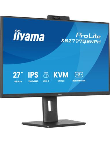 MONITOR IIYAMA 27" CON CAMARA INTEGRADA DE 5 MP COMPATIBLE CON WINDOWS HELLO, MICROFONO, DOCK USB-C, LAN, CONMUTADOR KVM Y SOPOR