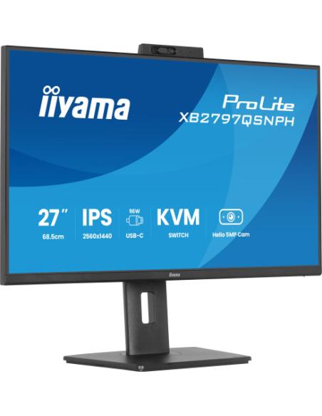 MONITOR IIYAMA 27" CON CAMARA INTEGRADA DE 5 MP COMPATIBLE CON WINDOWS HELLO, MICROFONO, DOCK USB-C, LAN, CONMUTADOR KVM Y SOPOR