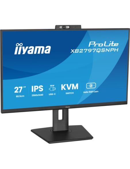 MONITOR IIYAMA 27" CON CAMARA INTEGRADA DE 5 MP COMPATIBLE CON WINDOWS HELLO, MICROFONO, DOCK USB-C, LAN, CONMUTADOR KVM Y SOPOR
