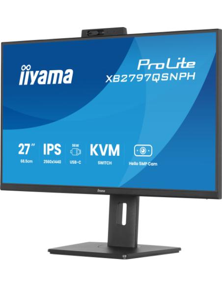 MONITOR IIYAMA 27" CON CAMARA INTEGRADA DE 5 MP COMPATIBLE CON WINDOWS HELLO, MICROFONO, DOCK USB-C, LAN, CONMUTADOR KVM Y SOPOR
