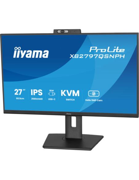 MONITOR IIYAMA 27" CON CAMARA INTEGRADA DE 5 MP COMPATIBLE CON WINDOWS HELLO, MICROFONO, DOCK USB-C, LAN, CONMUTADOR KVM Y SOPOR
