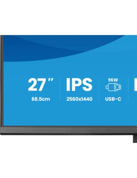 MONITOR IIYAMA 27" CON CAMARA INTEGRADA DE 5 MP COMPATIBLE CON WINDOWS HELLO, MICROFONO, DOCK USB-C, LAN, CONMUTADOR KVM Y SOPOR