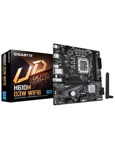 GIGABYTE H610M D3W WIFI6 Placa Base - Compatible con procesadores Intel Core de 14ª generación, VRM de 5+1+1 fases, hasta 5600MH