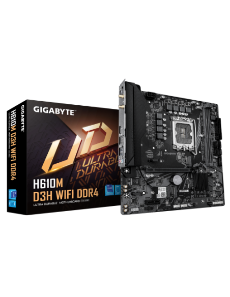 GIGABYTE H610M D3H WIFI DDR4 Placa Base – Compatible con procesadores Intel Core 14ª generación, VRM de 6+1+1 fases, hasta 3200 