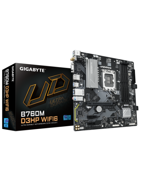 GIGABYTE B760M D3HP WIFI6 Placa base - Compatible con procesadores Intel Core 14ª generación, VRM digital de 4+1+1 fases, hasta 