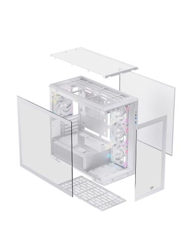 CAJA MICRO-ATX SEMITORRE EINAREX ZM800 RGB 4 FANS BLANCA EXCS-ZM-800R-W