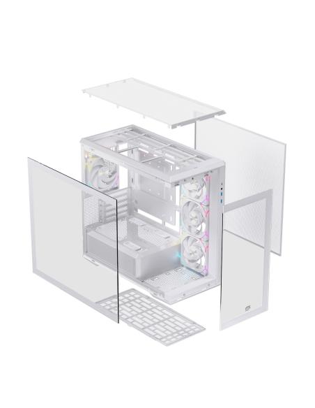 CAJA MICRO-ATX SEMITORRE EINAREX ZM800 RGB 4 FANS BLANCA EXCS-ZM-800R-W