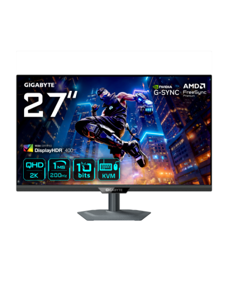 GIGABYTE M27Q2 QD Monitor Gaming 27” QHD - 2560 x 1440, 200Hz, 1ms, 350 cd/m², FreeSync Premium, Display HDR400, HDMI 2.0, Displ