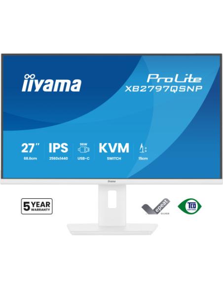 MONITOR IIYAMA PANTALLA PARA PC 68,6 CM (27") 2560 X 1440 PIXELES QUAD HD LED PANEL IPS AJUSTABLE USB-C KVM LAN WHITE VERSION