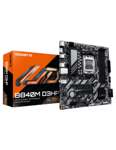 GIGABYTE B840M D3HP Placa Base – CPUs AMD Ryzen 9000, VRM de 8+2+2 fases, hasta 8200 MHz DDR5 (O.C.), 2× M.2 PCIe 4.0, LAN 1 GbE