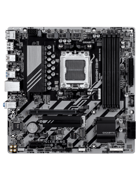 GIGABYTE B840M D3HP Placa Base – CPUs AMD Ryzen 9000, VRM de 8+2+2 fases, hasta 8200 MHz DDR5 (O.C.), 2× M.2 PCIe 4.0, LAN 1 GbE