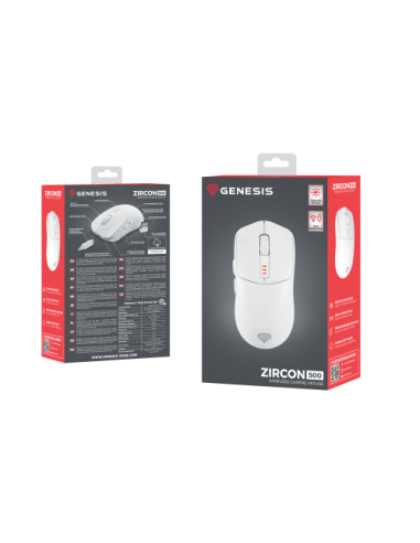 GENESIS Zircon 500 ratón Juego mano derecha RF Wireless + Bluetooth + USB Type-C Óptico 10000 DPI