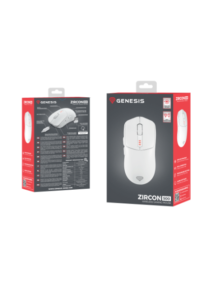 GENESIS Zircon 500 ratón Juego mano derecha RF Wireless + Bluetooth + USB Type-C Óptico 10000 DPI
