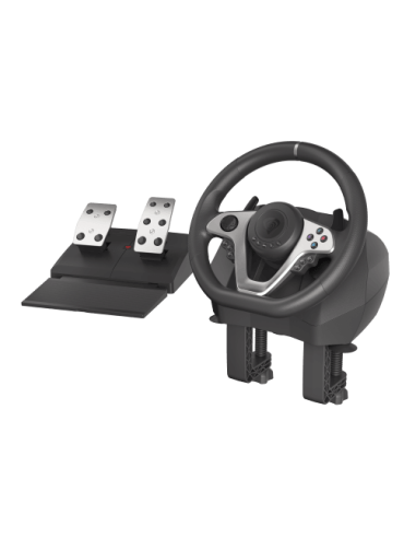 GENESIS Seaborg 400 Negro, Plata USB Volante + Pedales Nintendo Switch, PC, PlayStation 4, Playstation 3, Xbox 360, Xbox One, Xb