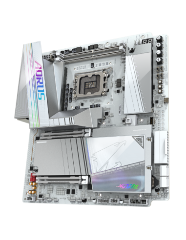 GIGABYTE Z890 AORUS TACHYON ICE Placa Base – Procesadores Intel Core Ultra (Serie 2), VRM de 18+1+2 fases, hasta 9500 MHz DDR5 (