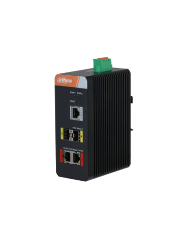 (IS4204-2GT-120) DAHUA SWITCH INDUSTRIAL 4 PUERTOS, 120W, 2 PUERTOS POE, HI-POE, L2