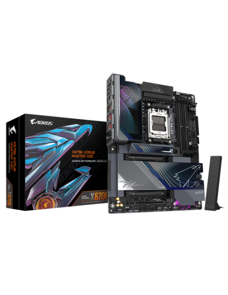 GIGABYTE X870E AORUS MASTER X3D Placa Base - Compatible con procesadores AMD Ryzen 9000, VRM digital de 18+2+2 fases, hasta 9000