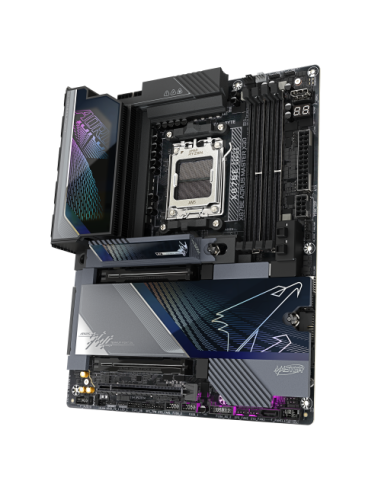 GIGABYTE X870E AORUS MASTER X3D Placa Base - Compatible con procesadores AMD Ryzen 9000, VRM digital de 18+2+2 fases, hasta 9000