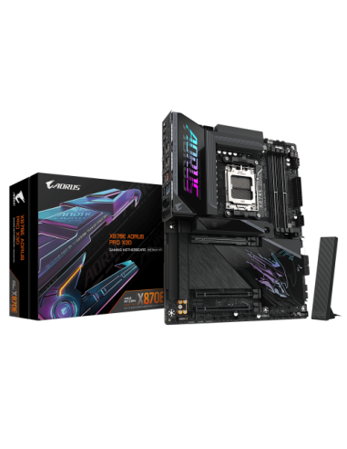 GIGABYTE X870E AORUS PRO X3D Placa Base - Compatible con procesadores AMD Ryzen 9000, VRM digital de 18+2+2 fases, hasta 9000MHz