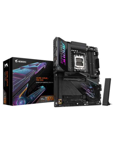 GIGABYTE X870E AORUS PRO X3D Placa Base - Compatible con procesadores AMD Ryzen 9000, VRM digital de 18+2+2 fases, hasta 9000MHz