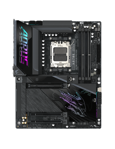 GIGABYTE X870E AORUS PRO X3D Placa Base - Compatible con procesadores AMD Ryzen 9000, VRM digital de 18+2+2 fases, hasta 9000MHz