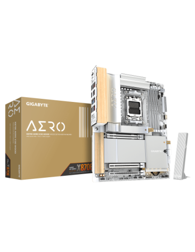 GIGABYTE X870E AERO X3D WOOD Placa Base - Compatible con procesadores AMD Ryzen 9000, VRM digital de 16+2+2 fases, hasta 9000Hz 