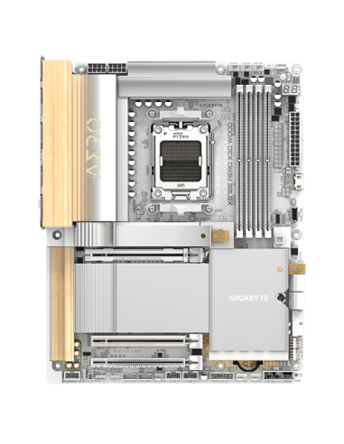 GIGABYTE X870E AERO X3D WOOD Placa Base - Compatible con procesadores AMD Ryzen 9000, VRM digital de 16+2+2 fases, hasta 9000Hz 