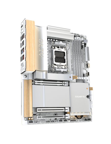 GIGABYTE X870E AERO X3D WOOD Placa Base - Compatible con procesadores AMD Ryzen 9000, VRM digital de 16+2+2 fases, hasta 9000Hz 