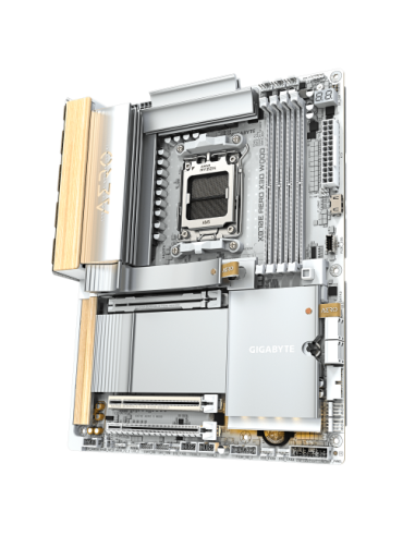 GIGABYTE X870E AERO X3D WOOD Placa Base - Compatible con procesadores AMD Ryzen 9000, VRM digital de 16+2+2 fases, hasta 9000Hz 