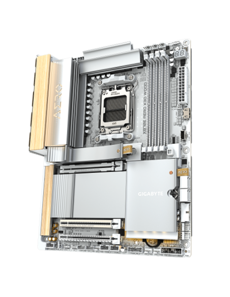 GIGABYTE X870E AERO X3D WOOD Placa Base - Compatible con procesadores AMD Ryzen 9000, VRM digital de 16+2+2 fases, hasta 9000Hz 