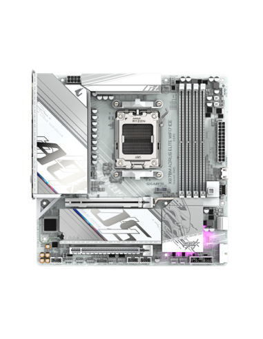 GIGABYTE X870M AORUS ELITE WIFI7 ICE Placa Base – Compatible con CPUs AMD Ryzen 9000, VRM digital de 14+2+2 fases, hasta 8200 Hz