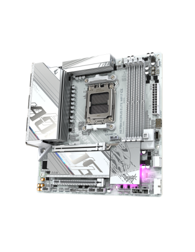 GIGABYTE X870M AORUS ELITE WIFI7 ICE Placa Base – Compatible con CPUs AMD Ryzen 9000, VRM digital de 14+2+2 fases, hasta 8200 Hz