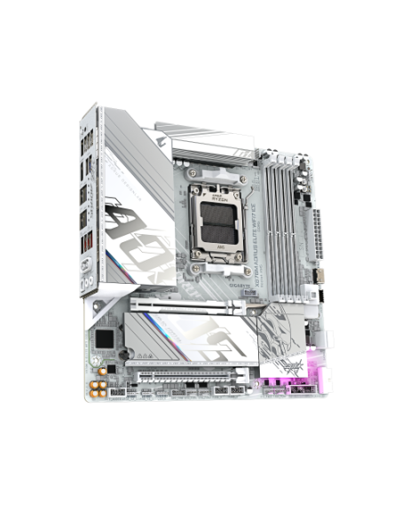 GIGABYTE X870M AORUS ELITE WIFI7 ICE Placa Base – Compatible con CPUs AMD Ryzen 9000, VRM digital de 14+2+2 fases, hasta 8200 Hz