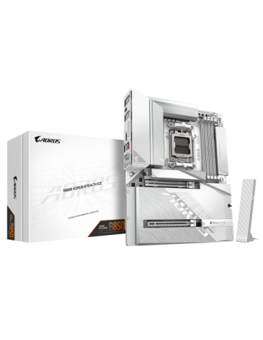 GIGABYTE B850 AORUS STEALTH ICE Placa Base – Procesadores AMD Ryzen serie 9000, VRM digital de 14+2+2 fases, hasta 8200 MHz DDR5