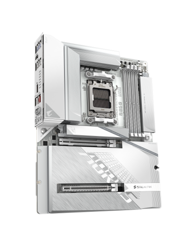 GIGABYTE B850 AORUS STEALTH ICE Placa Base – Procesadores AMD Ryzen serie 9000, VRM digital de 14+2+2 fases, hasta 8200 MHz DDR5
