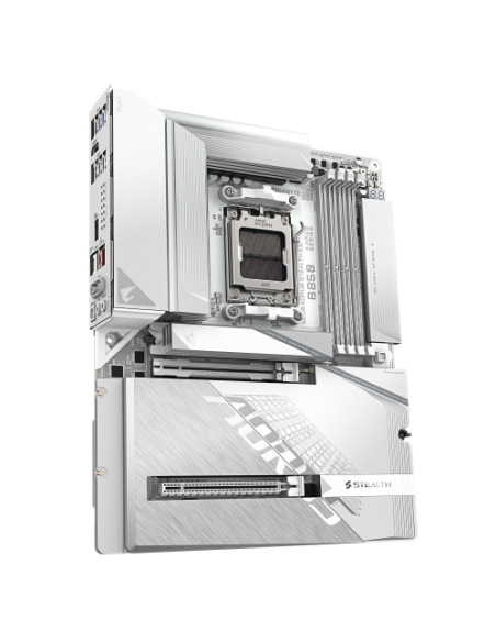 GIGABYTE B850 AORUS STEALTH ICE Placa Base – Procesadores AMD Ryzen serie 9000, VRM digital de 14+2+2 fases, hasta 8200 MHz DDR5