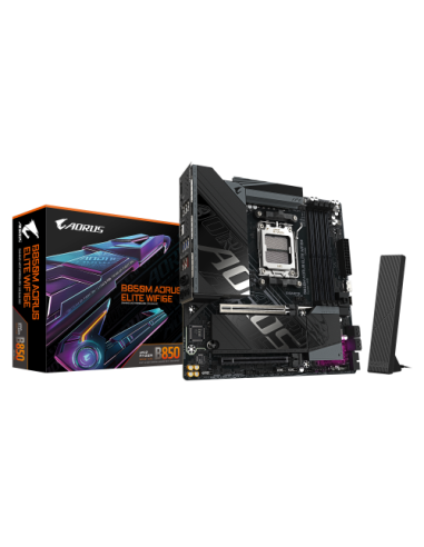 GIGABYTE B850M AORUS ELITE WIFI6E Placa base - Procesadores AMD Ryzen serie 9000, VRM digital de 12+2+2 fases, hasta 8200 MHz DD