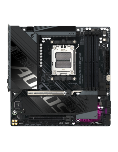 GIGABYTE B850M AORUS ELITE WIFI6E Placa base - Procesadores AMD Ryzen serie 9000, VRM digital de 12+2+2 fases, hasta 8200 MHz DD