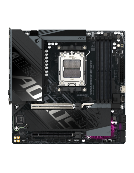 GIGABYTE B850M AORUS ELITE WIFI6E Placa base - Procesadores AMD Ryzen serie 9000, VRM digital de 12+2+2 fases, hasta 8200 MHz DD