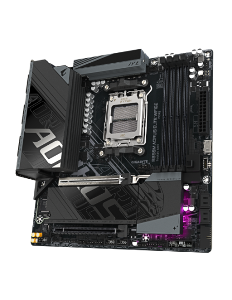 GIGABYTE B850M AORUS ELITE WIFI6E Placa base - Procesadores AMD Ryzen serie 9000, VRM digital de 12+2+2 fases, hasta 8200 MHz DD