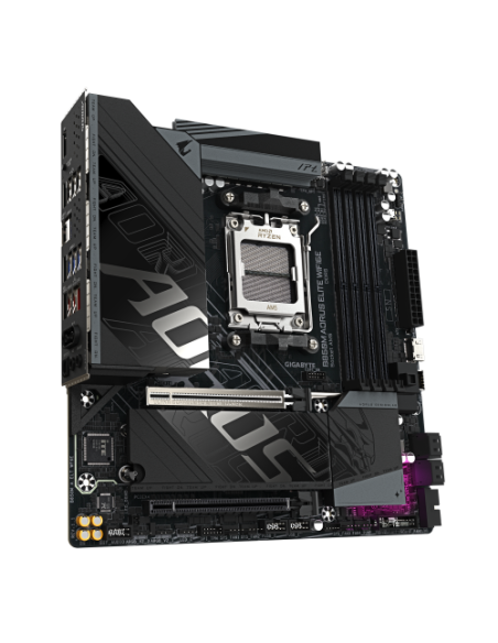 GIGABYTE B850M AORUS ELITE WIFI6E Placa base - Procesadores AMD Ryzen serie 9000, VRM digital de 12+2+2 fases, hasta 8200 MHz DD