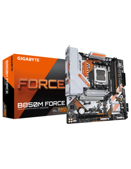 GIGABYTE B850M FORCE Placa Base – Compatible con procesadores AMD Ryzen serie 9000, VRM digital de 8+2+2 fases, hasta 9600 MHz D