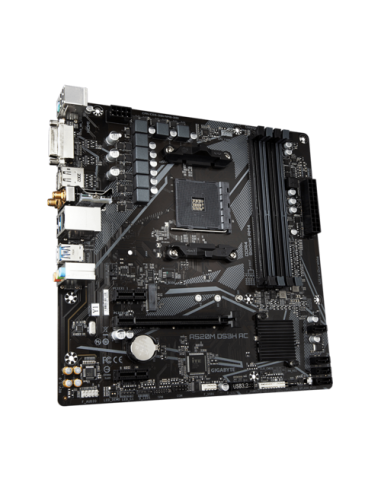 GIGABYTE A520M DS3H AC Placa Base - Procesadores AMD Ryzen Serie 5000, VRM de 5+3 fases, hasta 4733 MHz DDR5 (OC), 1xPCIe 3.0 M.