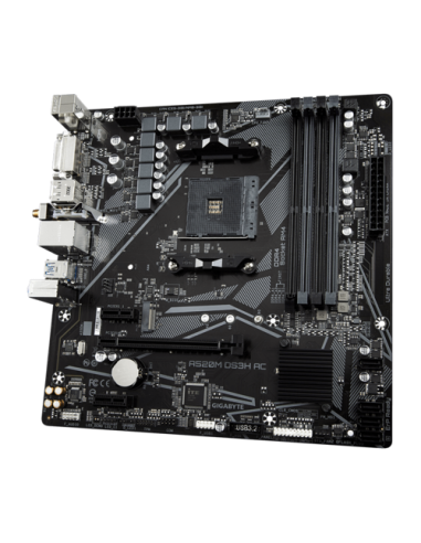 GIGABYTE A520M DS3H AC Placa Base - Procesadores AMD Ryzen Serie 5000, VRM de 5+3 fases, hasta 4733 MHz DDR5 (OC), 1xPCIe 3.0 M.